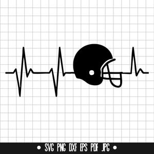 Football Helmet Heartbeat Svg, Football Helmet Heartbeat Cut File, Clipart, Digital File, Svg File, Silhouette, Instant Download