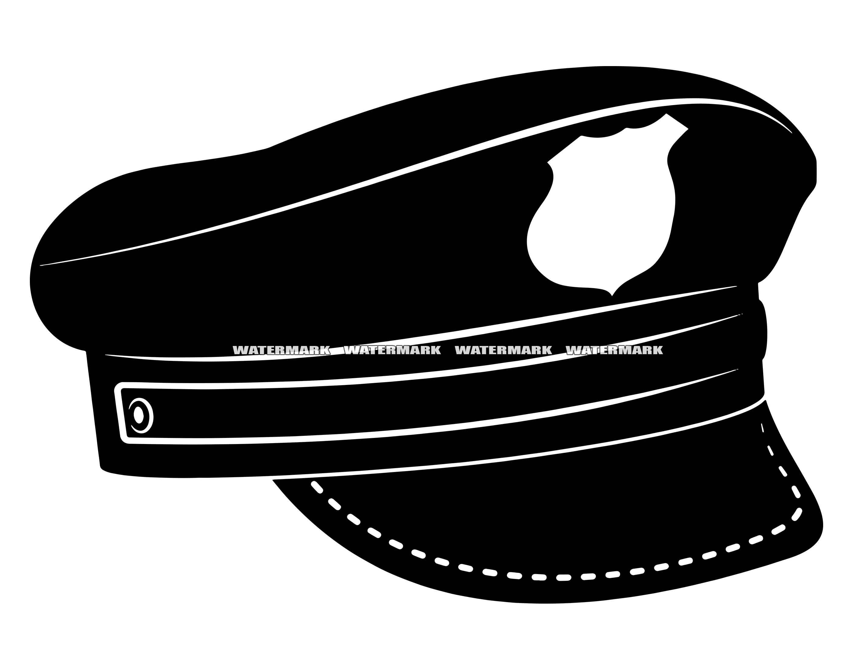 police hat clipart black and white