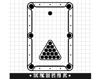 Pool Table Top View Svg, Billiards Rack Clipart, 8 Ball Triangle Cut File, Silhouette, Instant Download