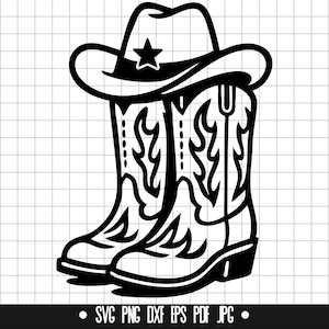 Botas de Cowboy Svg, Chapéu de Western Svg, Country Svg, Rodeio Svg, Equipamento de Cowboy Svg, Oeste Selvagem Svg, Cricut Svg, Arquivo de Corte Svg