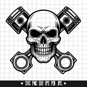 Skull Engine Car Mechanic Garage SVG, Skull Engine DXF, Skull Engine PNG, Engine Cut File, Clipart, Digital File, Instant Download