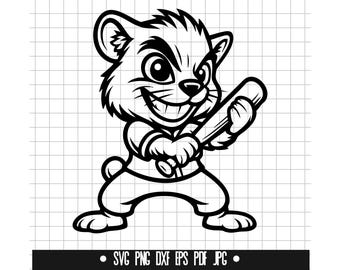 Tiger Baseball SVG, Tiger Baseball DXF, Tiger Baseball PNG, Tiger Baseball Cut File, Clipart, Digital File, Silhouette, Instant Download