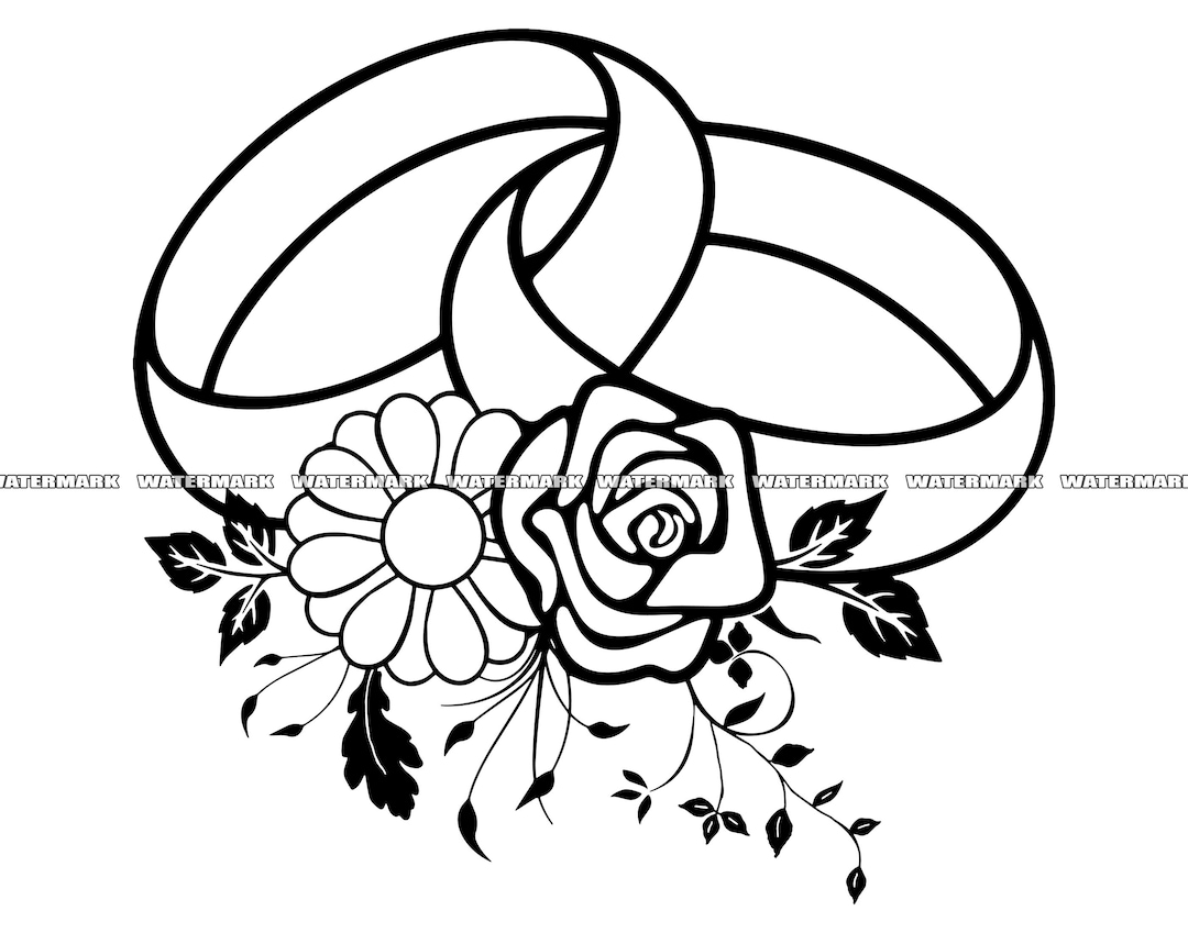 Floral Wedding Ring SVG, Cut File, DXF, PNG, Clipart, Silhouette