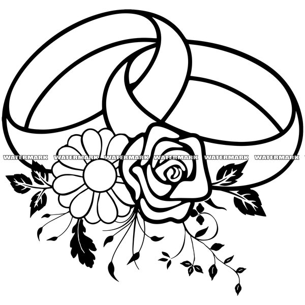 Floral Wedding Ring SVG, Cut File, DXF, PNG, Clipart, Silhouette, Cricut