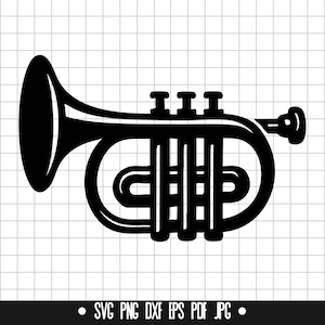 Trumpet SVG, Trumpet DXF, Trumpet PNG, Trumpet Cut File, Clipart, Digital File, Svg File, Silhouette, Instant Download