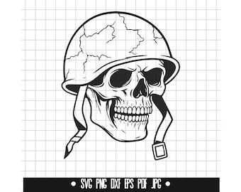 Calavera militar SVG, Calavera militar DXF, Calavera militar PNG, Archivo de corte de calavera militar, Clipart, Archivo digital, Archivo SVG, Silueta, Descarga instantánea