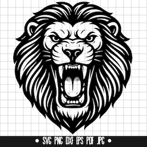 Lion Head Svg, Lion Clipart Svg, Lion Face Svg, Roaring Lion Svg, Animal Svg, Wildlife Svg, Jungle Svg, King Svg, Cricut Svg, Cut File