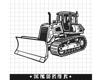 Dozer SVG, Ciężki sprzęt DXF, Buldożer PNG, Track Dozer Cut File, Clipart, Plik cyfrowy, Plik Svg, Sylwetka, Natychmiastowe pobieranie