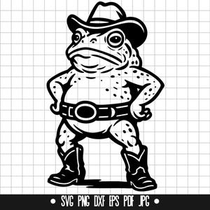 Rana vaquera SVG, rana occidental SVG, rana SVG, rodeo SVG, anfibio SVG, sheriff SVG, sombrero SVG, rana SVG