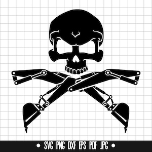 Excavator Skull SVG, Excavator Skull Cut File, Excavator Skull DXF, Excavator Skull PNG, Excavator Skull Clipart, Excavator Skull Silhouette