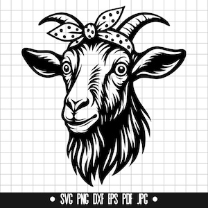 Goat Bandana SVG, Goat Head SVG, Farm Animal SVG, Hipster Goat Svg, Goat Clipart, Goat Png, Goat Cut File, Goat Silhouette