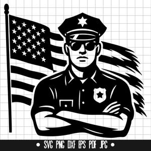 Police Officer SVG, Police Officer DXF, Police Officer PNG, Police Officer Cut File, Clipart, Digital File, Silhouette, Instant Download