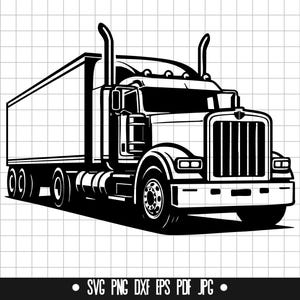 Semi vrachtwagen Svg, Big Rig Svg, Freightliner Svg, transportwagen Svg, Amerikaanse vrachtwagen Svg, bestelwagen Svg, vrachtwagen Clipart Svg