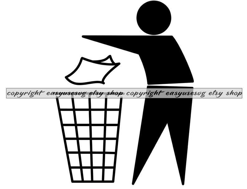 Trash Bin Logo SVG Trash Bin Symbol SVG Tidy Man SVG Trash Etsy