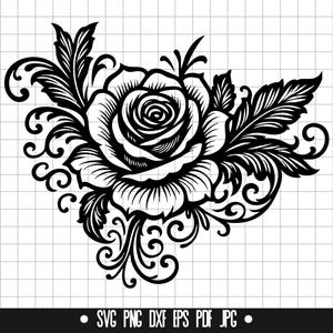 Vintage Rose Swirl SVG, Rose Swirl DXF, Rose Swirl PNG, Rose Swirl Cut File, Clipart, Digitale Datei, SVG, Silhouette, Instant Download