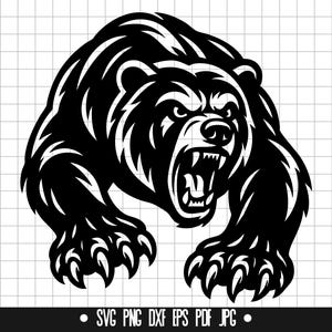Grizzly Bear SVG, Bear DXF, Bear PNG, Bear Cut File, Clipart, Digital File, Svg File, Silhouette, Instant Download