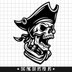 Pirate Skull Svg, Skull With Hat Svg, Pirate Svg, Skull Clipart Svg, Pirate Cut File Svg, Pirate Head Svg, Skeleton Pirate Svg