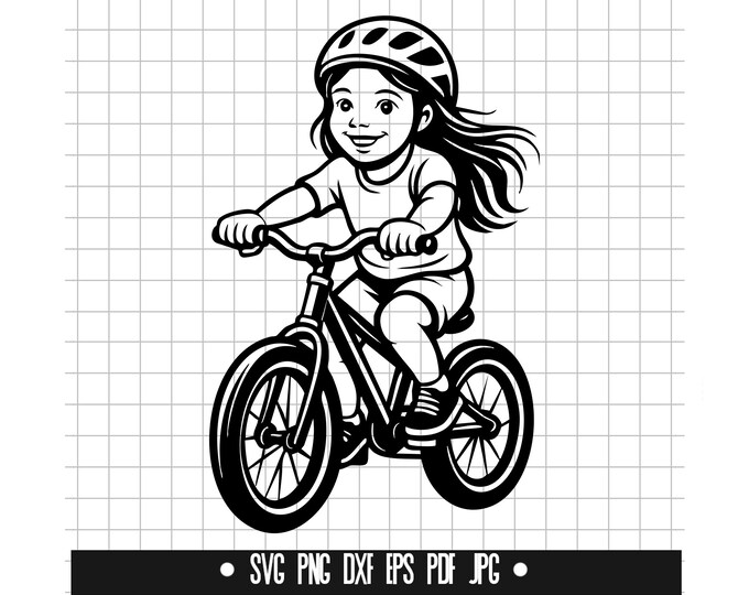Girl Bicycle Rider SVG - Cricut, Silhouette | Vector Woman Mountain ...