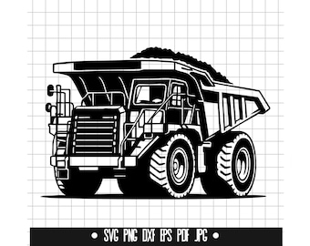 Haul Truck Svg, Haul Truck Cut File, Haul Truck Clipart, Haul Truck Silhouette, Haul Truck Png, Haul Truck Dxf, Digital File
