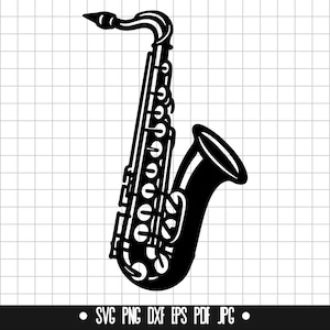 Saxophone SVG, Saxophone DXF, Saxophone PNG, Saxophone Cut File, Clipart, Digital File, Svg File, Silhouette, Instant Download