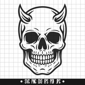 Duivelse schedel SVG, duivelschedel DXF, duivelschedel PNG, duivelschedel gesneden bestand, clipart, digitaal bestand, Svg-bestand, silhouet, Instant Download