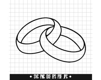 Wedding Rings SVG, Wedding DXF, Interlocking Rings PNG, Cut File, Clipart, Digital Download