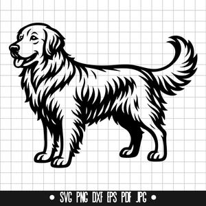 Golden Retriever SVG, Golden Retriever PNG, Golden Retriever DXF, Silhueta de Golden Retriever, Arquivo de Corte de Golden Retriever, Golden Retriever