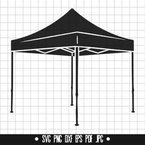Carpa con dosel SVG, Carpa desplegable DXF, Carpa PNG, Archivo de corte para camping, Clipart, Archivo digital, Archivo SVG, Silueta, Descarga instantánea
