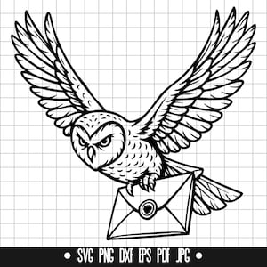 Coruja com letra SVG, Coruja voadora DXF, Coruja PNG, Arquivo de corte de pássaro, Clipart, Arquivo digital, Arquivo SVG, Silhueta, Download instantâneo