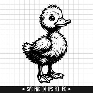 Eendje SVG, baby eend DXF, pluizige vogel PNG, dierlijke silhouet clipart, Svg-bestand knippen, Instant Download