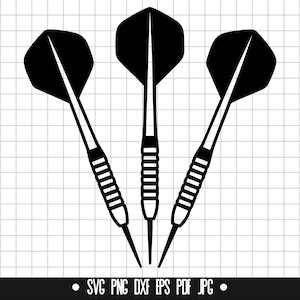 May include: Three black darts with black fletching and a black tip. The darts are arranged in a triangular shape.