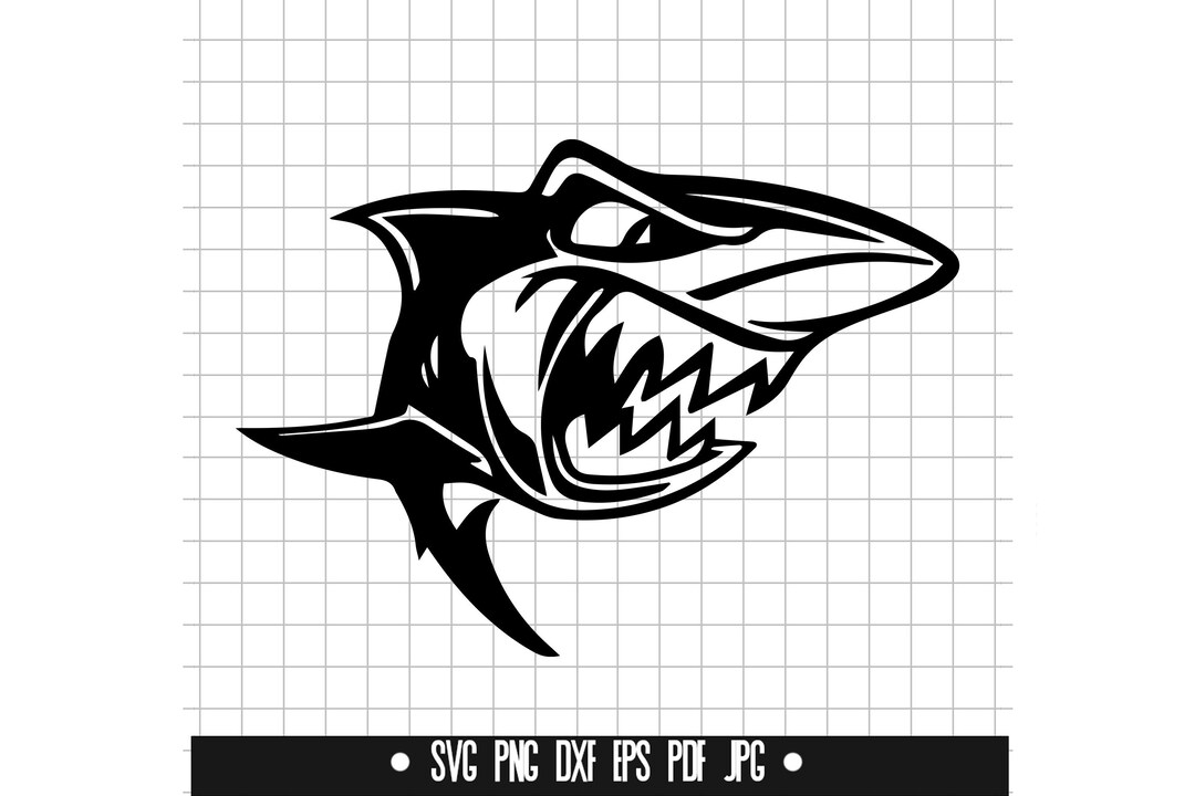 Aggressive Shark SVG, Shark Head DXF, PNG Cut File, Clipart, Digital ...