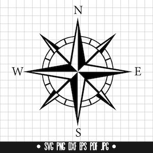 Rosa de los vientos SVG, Rosa de los vientos DXF, Rosa de los vientos PNG, Archivo de corte, Clipart, Archivo digital, Descarga instantánea