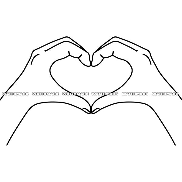 Hand Heart SVG, Hand Heart Cut File, Hand Heart DXF, Hand Heart PNG, Hand Heart Clipart, Hand Heart Silhouette, Hand Heart Cricut