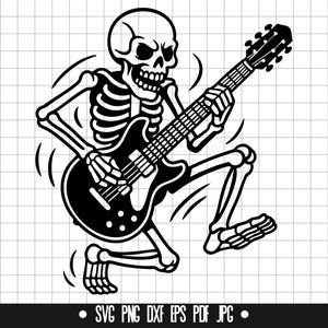 Skeleton Guitarist Svg, Skeleton Guitar Player Svg, Rock Skeleton Svg, Skull Guitar Svg, Music Skeleton Svg, Svg Png Dxf Eps Pdf Jpg