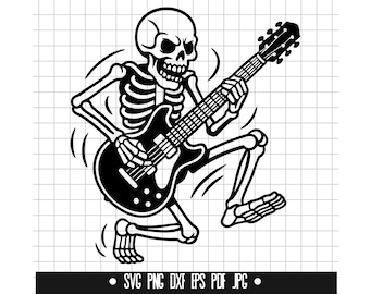 Skeleton Guitarist Svg, Skeleton Guitar Player Svg, Rock Skeleton Svg, Skull Guitar Svg, Music Skeleton Svg, Svg Png Dxf Eps Pdf Jpg