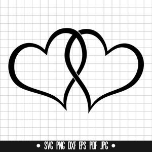 Coeurs entrelacés SVG, coeurs entrelacés DXF, coeurs entrelacés PNG, fichier coupé, clipart, fichier numérique, Svg, Silhouette, téléchargement immédiat