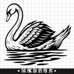 Swan SVG, élégant cygne PNG, oiseau sur l'eau DXF, fichier coupé, gracieux cygne Clipart, fichier numérique
