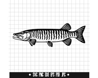 Muskellunge SVG, Muskie DXF, Muskie PNG, Muskie Cut File, Clipart, Digital File, Svg File, Silhouette