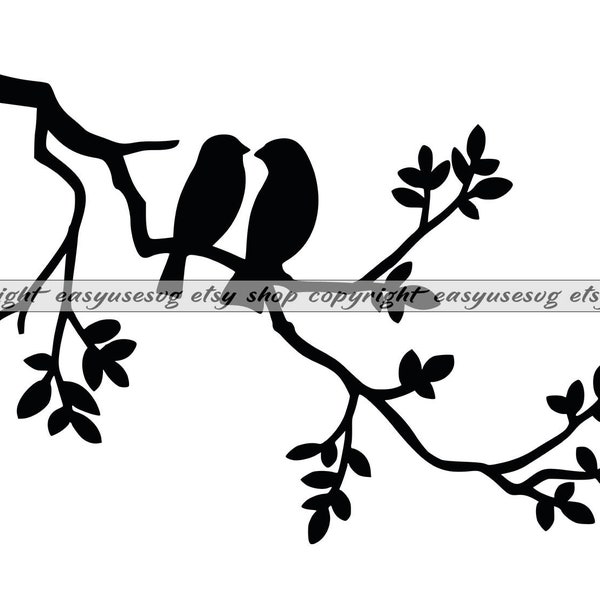 Bird SVG, Bird on branch SVG, Birds SVG, Birds on branch svg, Branch svg, Birds on a branch svg, tree branch with birds svg #4