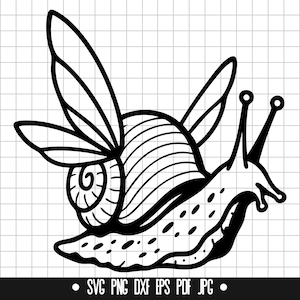 Escargot volant SVG, escargot volant DXF, escargot volant PNG, escargot volant fichier coupé, Clipart, fichier numérique, fichier Svg, Silhouette, téléchargement immédiat
