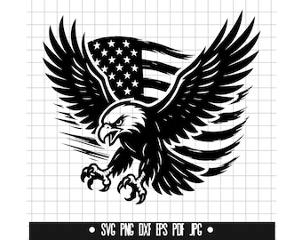 American Eagle Svg, Flag Svg, Bald Eagle Svg, USA Svg, Patriotic Svg, Eagle Cut File, Clipart, Digital File, Instant Download
