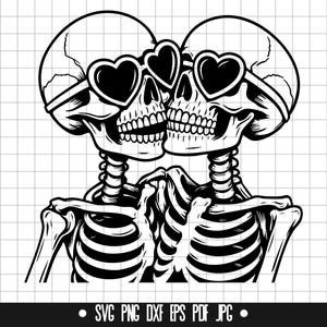Skeleton Besties SVG, Skeleton Love DXF, Skeleton Love PNG, Skeleton Love Cut File, Clipart, Digital File, Silhouette, Instant Download