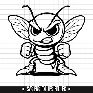 Wasp Mascot SVG, Wasp DXF, Wasp PNG, Wasp Cut File, Clipart, Digital File, Svg File, Silhouette, Instant Download