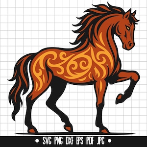 Tribal paard Svg, wild paard Svg, Tribal Animal Svg, paard silhouet Svg, Mustang Svg, Tattoo paard Svg, hengst Svg, paard Clipart Svg