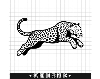 Leopard SVG, Leopard DXF, Leopard PNG, Leopard-klippfil, Clipart, Digital fil, Svg-fil, Silhuett, Direktnedladdning