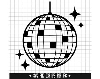 Disco Ball SVG, Disco DXF, Dance PNG, Mirror Ball Cut File, Svg File, Clipart, Silhouette, Instant Download