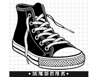 Sneaker Svg, High Top Shoe Svg, Shoe Svg, Converse Svg, Streetwear Svg, Urban Svg, Lace Svg, Svg Cut File