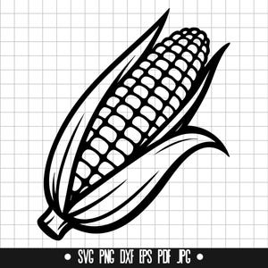 Maïs SVG, maïs DXF, maïs PNG, maïs gesneden bestand, Clipart, Digitaal bestand, Svg-bestand, Silhouet, Instant Download