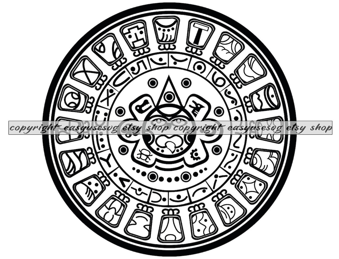 Mayan Calendar SVG, Mayan Calendar DXF, Mayan Calendar PNG, Mayan